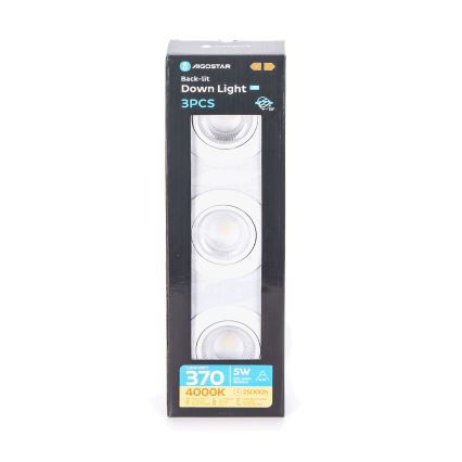 Aigostar - 3 dalių LED lubinis šviestuvas LED/5W/230V 4000K, 8,5 cm skersmens, balta