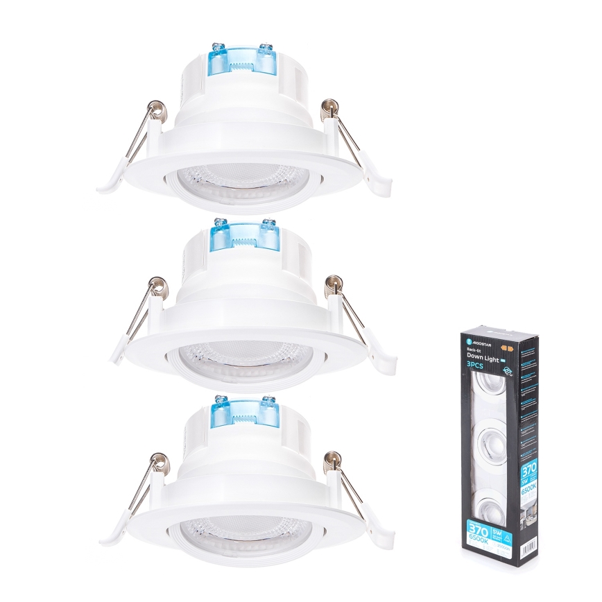 Aigostar - 3 dalių LED lubinis šviestuvas LED/5W/230V 6500K, skersmuo 8,5 cm, baltas