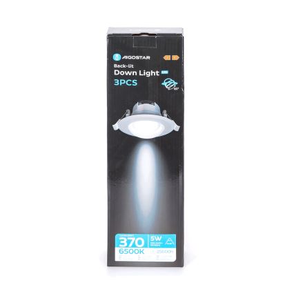 Aigostar - 3 dalių LED lubinis šviestuvas LED/5W/230V 6500K, skersmuo 8,5 cm, baltas