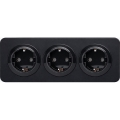 Aigostar - 3 lizdų SCHUKO sieninis lizdas su rėmeliu, 250V/16A, juodas
