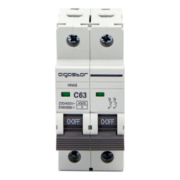 Aigostar - Automatinis išjungiklis 2 fazių 2P-63A-C 230-400V