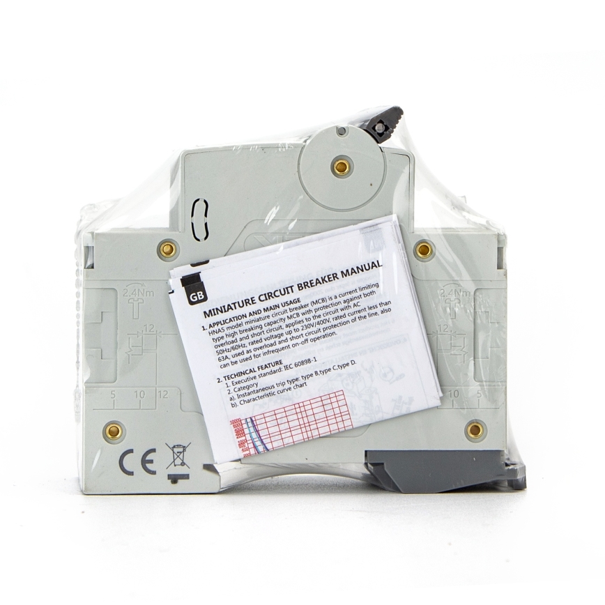 Aigostar - Automatinis išjungiklis 2 fazių 2P-63A-C 230-400V