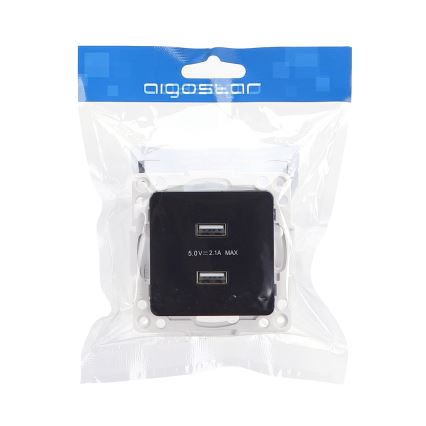 Aigostar - be rėmelio USB maitinimo lizdas 2x USB-A juodas