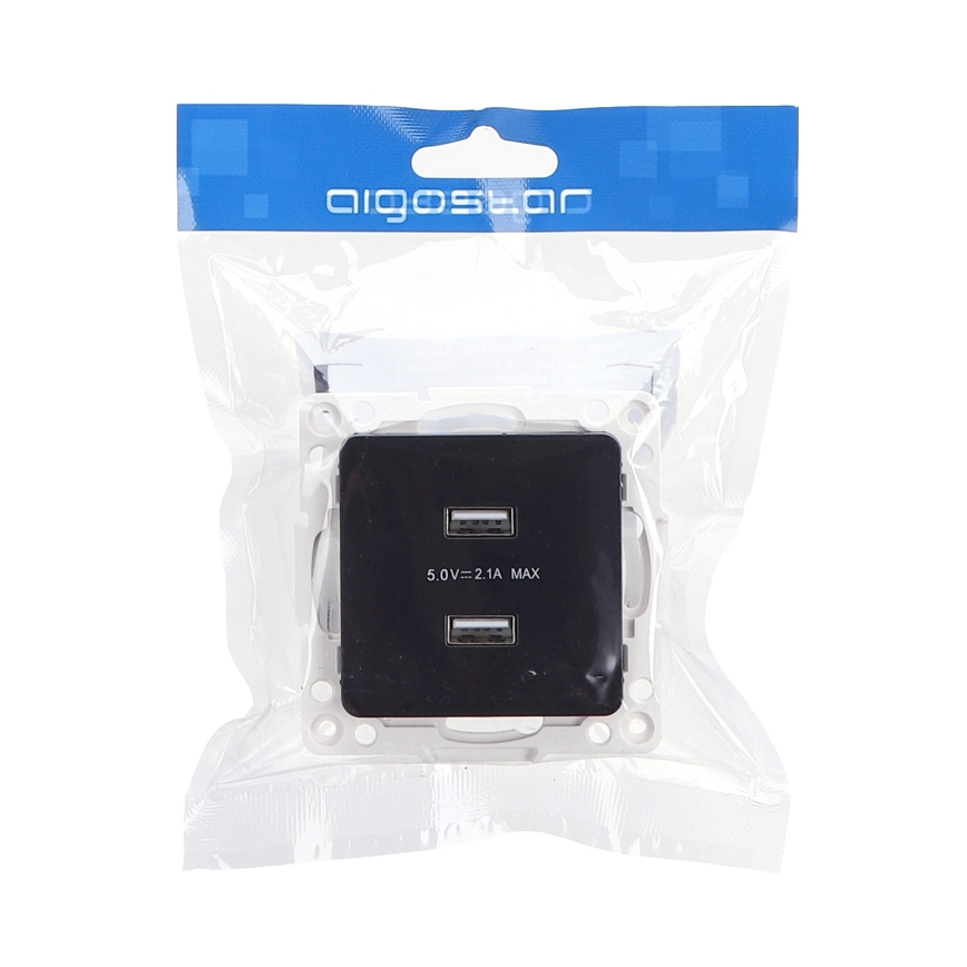 Aigostar - be rėmelio USB maitinimo lizdas 2x USB-A juodas