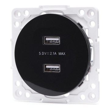 Aigostar - be rėmelio USB maitinimo lizdas, 2x USB-A, juodas