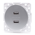 Aigostar - be rėmelio USB maitinimo lizdas 2x USB-A, sidabrinės spalvos
