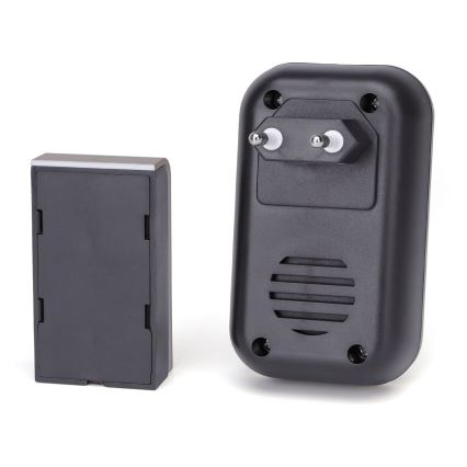 Aigostar - Bevielis kištukinis durų skambutis 230V/12V IP44 juodas