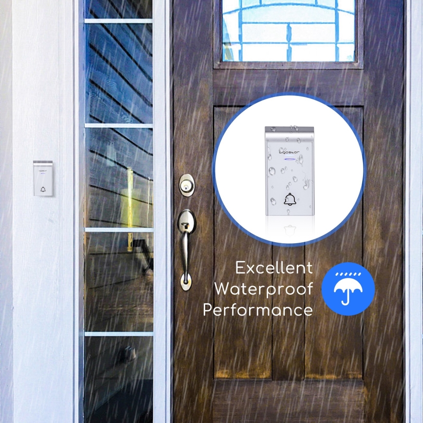 Aigostar - Belaidis durų skambutis į lizdą 230V/12V IP44 baltas