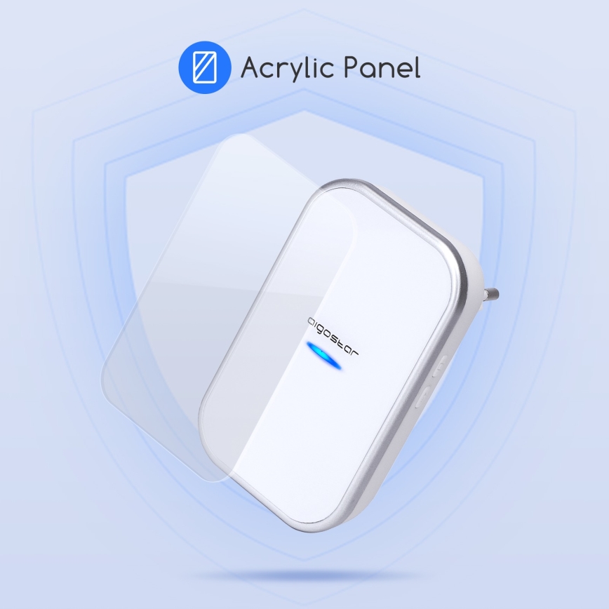 Aigostar - Belaidis durų skambutis į lizdą 230V/12V IP44 baltas