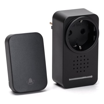 Aigostar - Bevielis prijungiamas durų skambutis 1Z 230V IPX4 juoda
