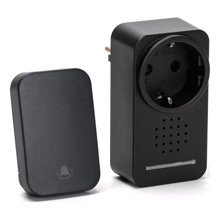 Aigostar - Bevielis prijungiamas durų skambutis 1Z 230V IPX4 juoda