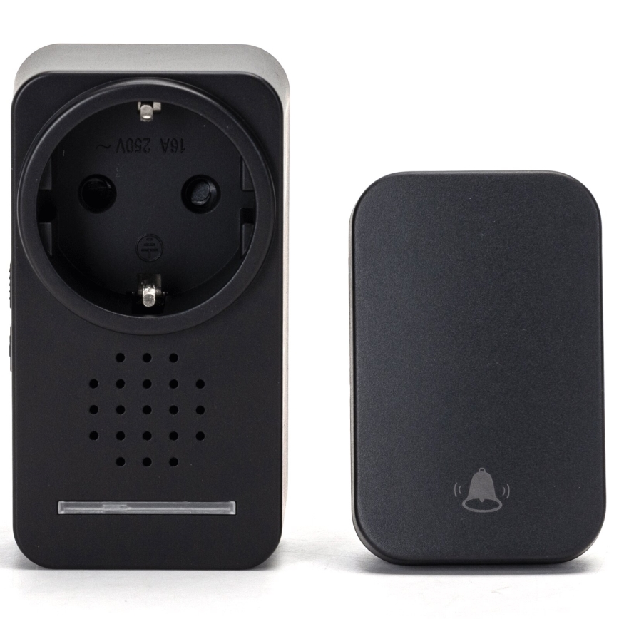 Aigostar - Bevielis prijungiamas durų skambutis 1Z 230V IPX4 juoda