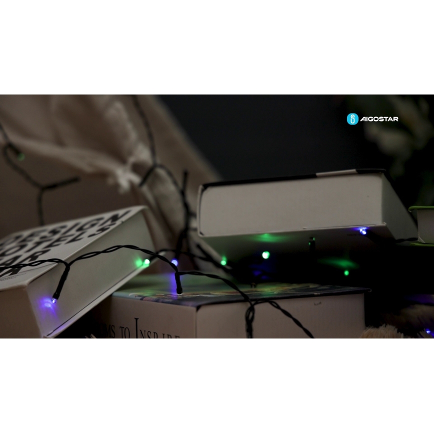 Aigostar - daugiaspalvė saulės LED girlianda, 100 LED, 8 režimai, 12 m, IP65