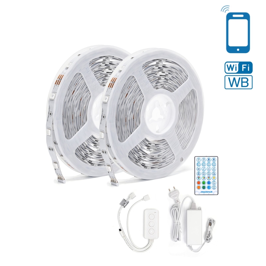 Aigostar - dimeriuojama LED RGBW juosta LED/48W/12V 2x7,5 m Wi-Fi
