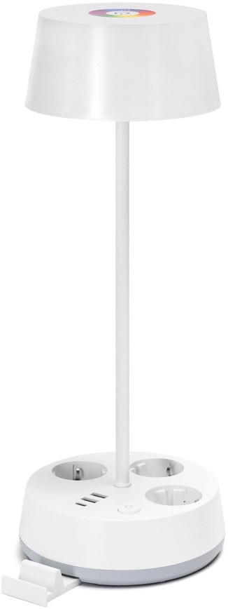 Aigostar - Dimeriuojama LED RGBW stalinė lempa su lizdais ir USB LED/4,6W/230V 3000/4000/6500K balta