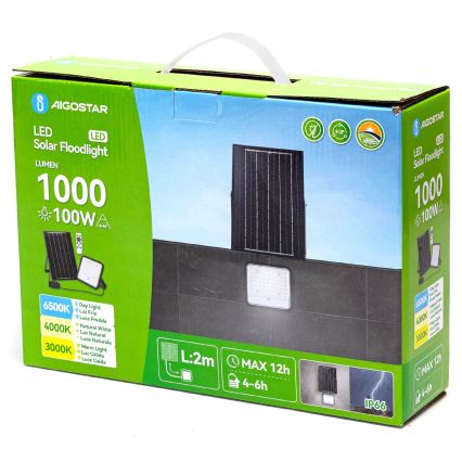 Aigostar - Dimeriuojamas saulės LED prožektorius LED/100W/3,4V 3000/4000/6500K IP66 8000 mAh + nuotolinis valdymas