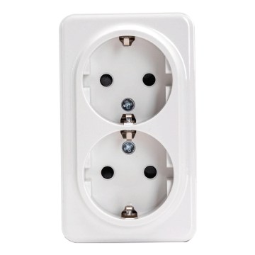 Aigostar - Dviguba sieninė SCHUKO rozetė 250V balta