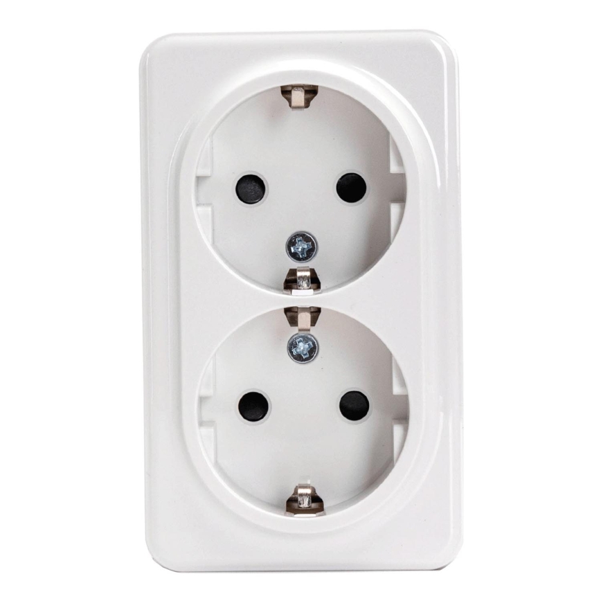 Aigostar - Dviguba sieninė SCHUKO rozetė 250V balta