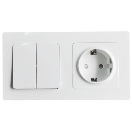 Aigostar - Dvigubas jungiklis nr. 1 ir SCHUKO 250V lizdas su rėmeliu, baltas
