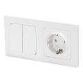 Aigostar - Dvigubas jungiklis Nr. 6 + 6 ir SCHUKO 250V rozetė su baltu rėmeliu