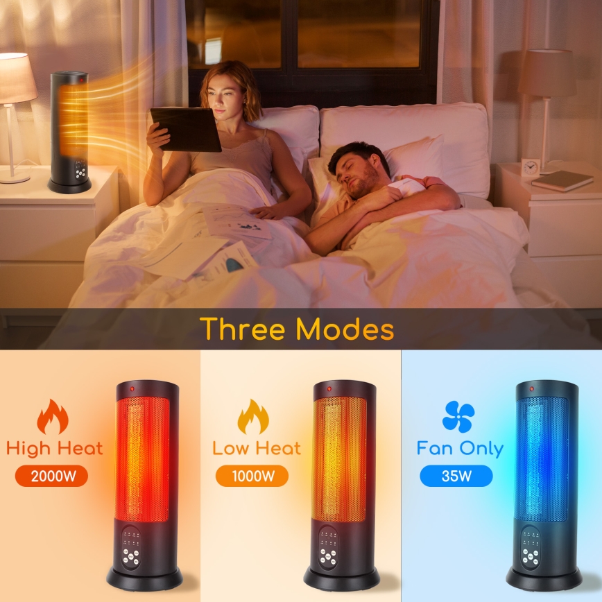 Aigostar - Elektrinis šildytuvas 1500W/230V + nuotolinis valdymas