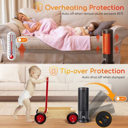 Aigostar - Elektrinis šildytuvas 1500W/230V + nuotolinis valdymas