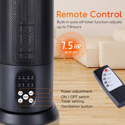 Aigostar - Elektrinis šildytuvas 1500W/230V + nuotolinis valdymas