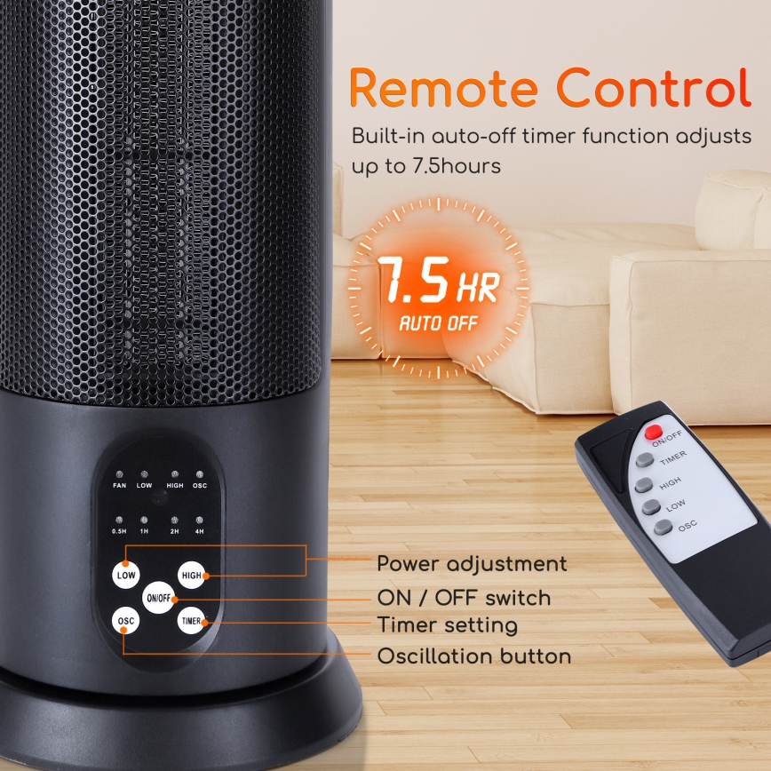 Aigostar - Elektrinis šildytuvas 1500W/230V + nuotolinis valdymas