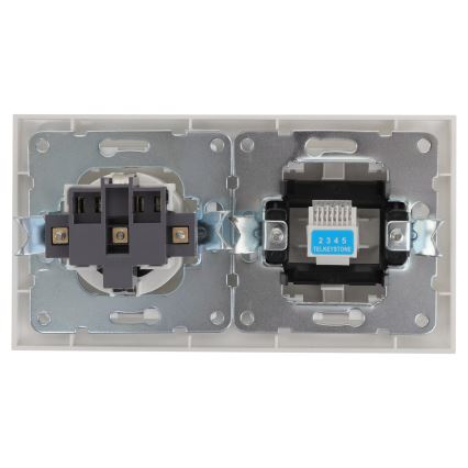 Aigostar - Ethernet ir SCHUKO lizdų komplektas su baltu rėmeliu
