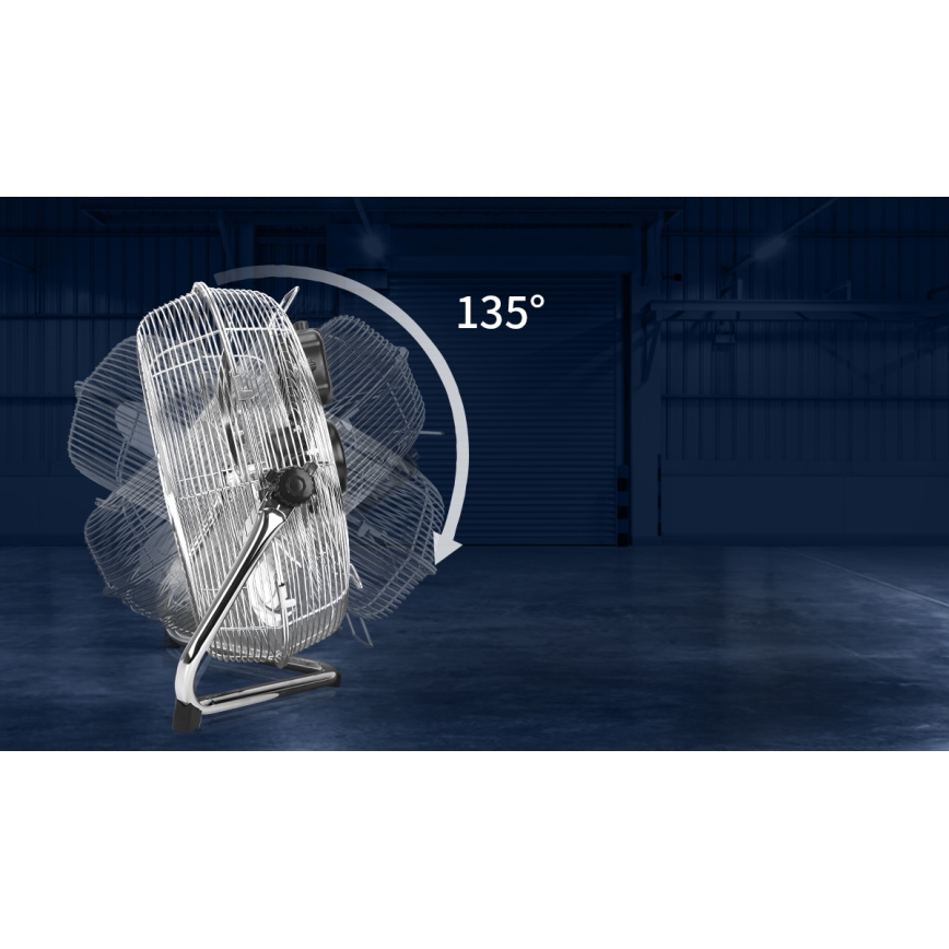 Aigostar - Grindų ventiliatorius 100W/230V blizgus chromas