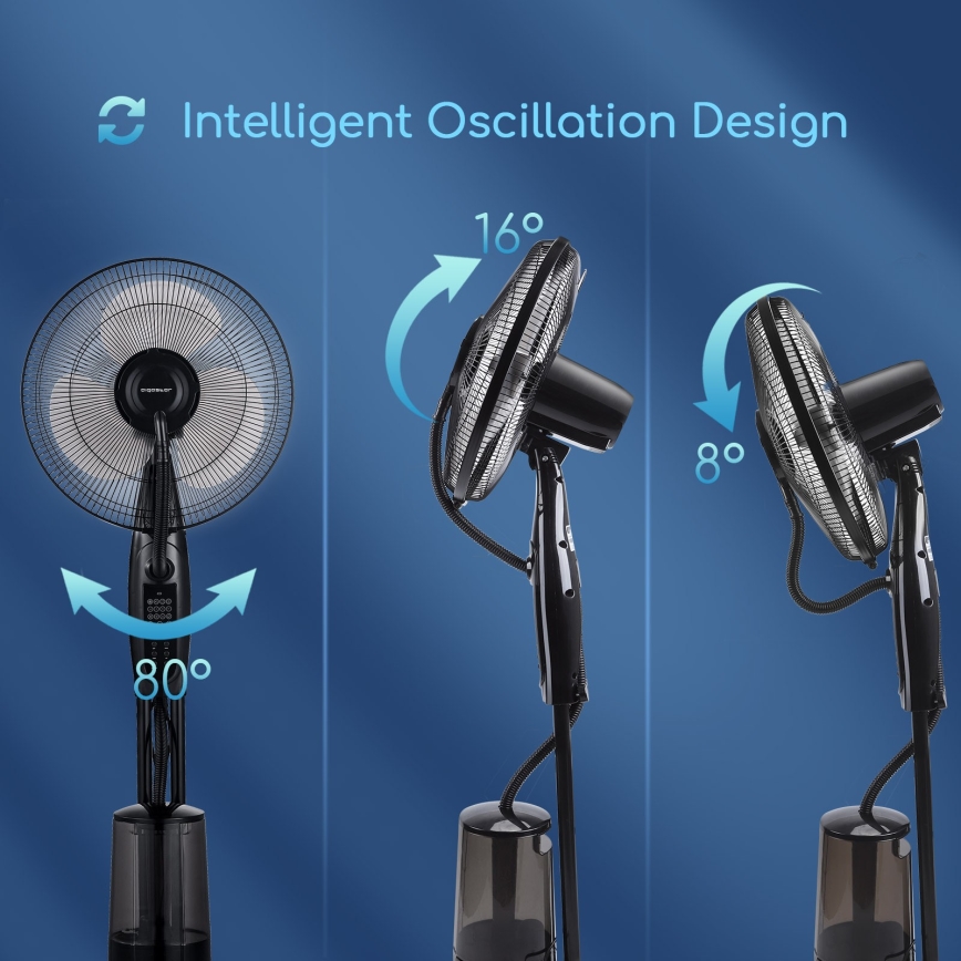 Aigostar - Grindų ventiliatorius su vandens purškimu 75W/230V + VP