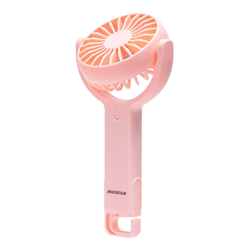 Aigostar - Įkraunamas kišeninis ventiliatorius 4,5W/3,7V 1200mAh USB rausva