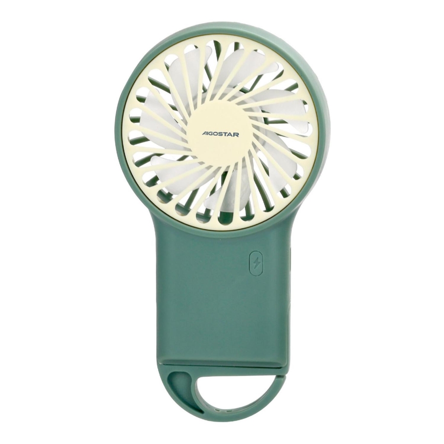 Aigostar - Įkraunamas kišeninis ventiliatorius 4W/5V 500mAh USB žalia