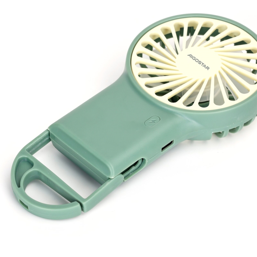 Aigostar - Įkraunamas kišeninis ventiliatorius 4W/5V 500mAh USB žalia