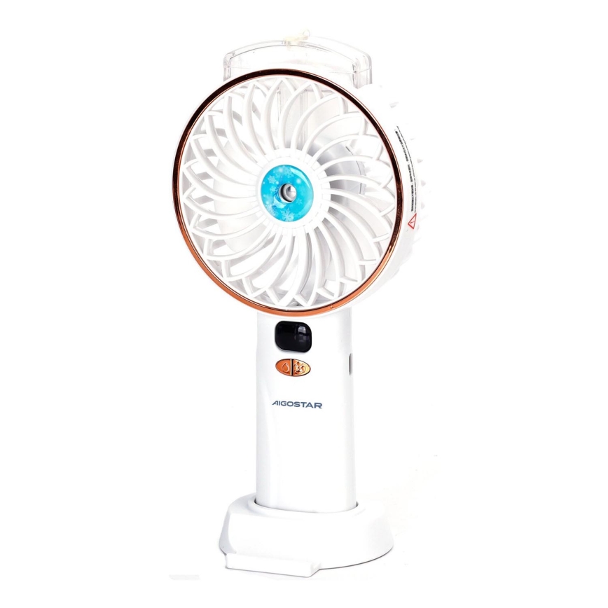 Aigostar - Įkraunamas kišeninis ventiliatorius 5W/5V 2400mAh USB balta