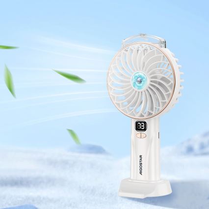 Aigostar - Įkraunamas kišeninis ventiliatorius 5W/5V 2400mAh USB balta
