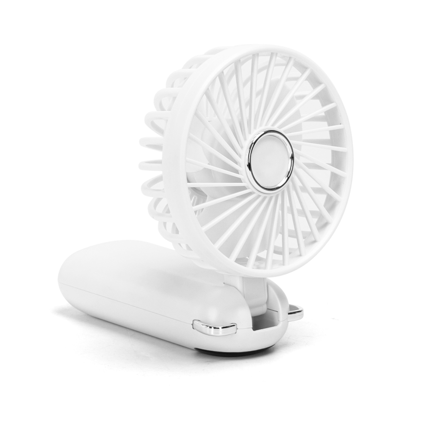 Aigostar - Įkraunamas rankinis ventiliatorius 4W/5V 1200mAh, baltas