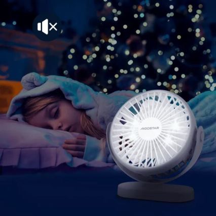 Aigostar - Įkraunamas stalas fan 4W/5V 1500mAh balta