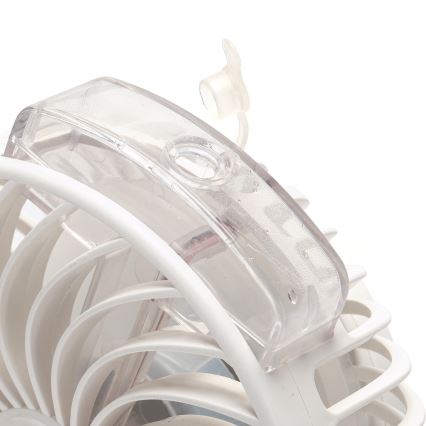 Aigostar - Įkraunamas stalo ventiliatorius su segtuku 2W/5V 2400mAh USB balta