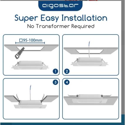 Aigostar - įleidžiamas LED lubų šviestuvas LED/6W/230V 4000K 12x12 cm baltas