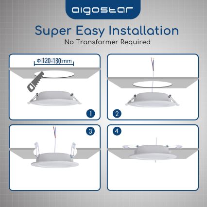 Aigostar - LED vonios įleidžiamas šviestuvas LED/15W/230V 4000K IP44 skersmuo 14,5 cm balta