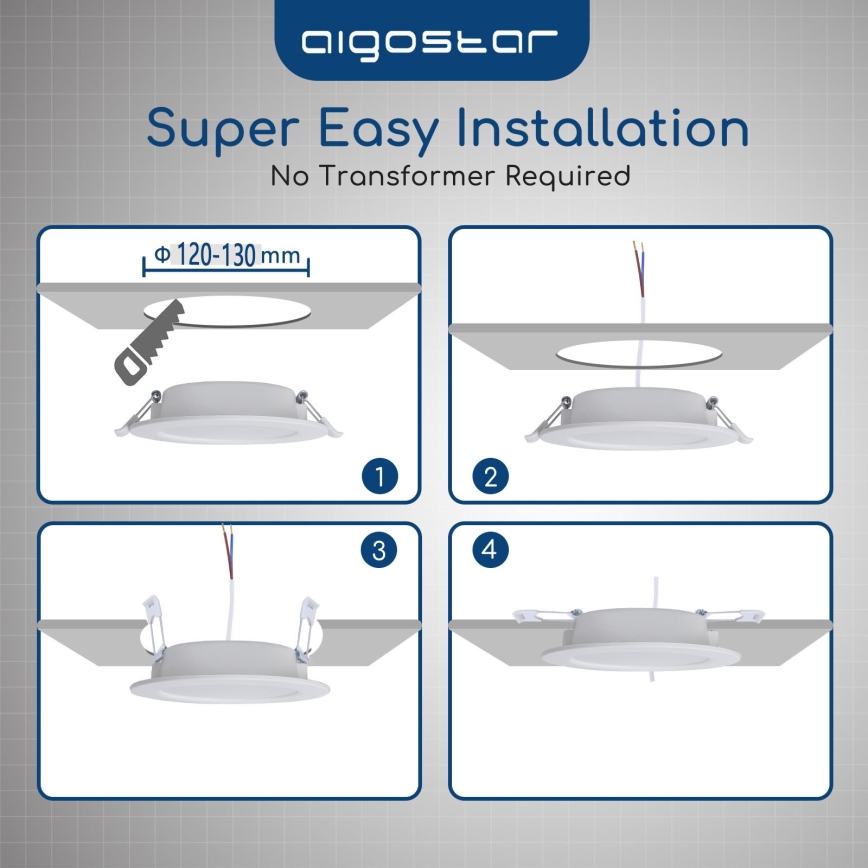 Aigostar - LED vonios įleidžiamas šviestuvas LED/15W/230V 4000K IP44 skersmuo 14,5 cm balta