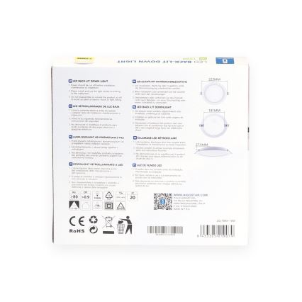 Aigostar - įleidžiamas LED šviestuvas LED/18W/230V 3000K Ø 22,2 cm baltas