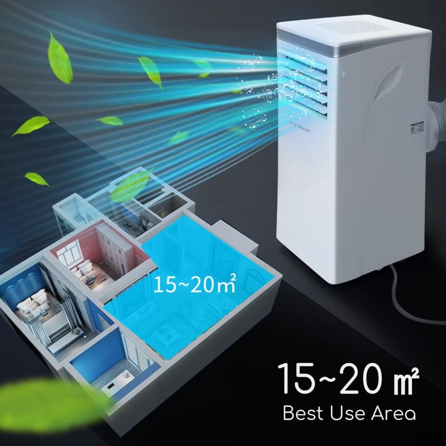 Aigostar - Išmanus mobilus baltas oro kondicionierius 3 viename 1003W/230V 9000 BTU Wi-Fi + nuotolinis valdymas