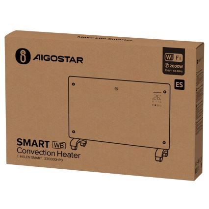 Aigostar - Išmanusis elektrinis tiesioginis šildytuvas/konvektorius su LCD ekranu ECO/1000/2000W Wi-Fi