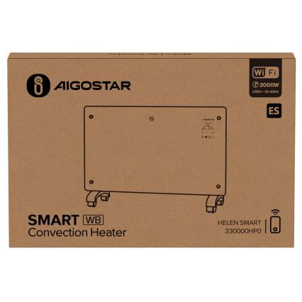 Aigostar - Išmanusis elektrinis tiesioginis šildytuvas/konvektorius su LCD ekranu ECO/1000/2000W Wi-Fi
