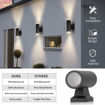 Aigostar - Juodas apvalus lauko sieninis šviestuvas 2xGU10/35W/230V IP65
