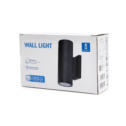 Aigostar - Juodas apvalus lauko sieninis šviestuvas 2xGU10/35W/230V IP65