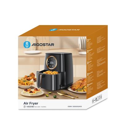 Aigostar - Karšto oro gruzdintuvė 1400W/230V 4,2l juoda