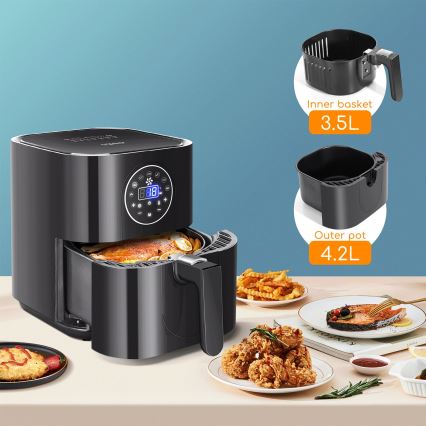 Aigostar - Karšto oro gruzdintuvė 1500W/230V 3,5l juoda